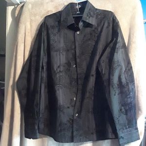 Black with purple pinstripes dress shirts